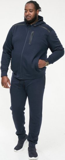 D555 GABRIEL Couture Zip Through Hoody With Reversible Zips Navy - Sweaters & Hoodies - Sweaters & Hoodies Grote Maten Heren