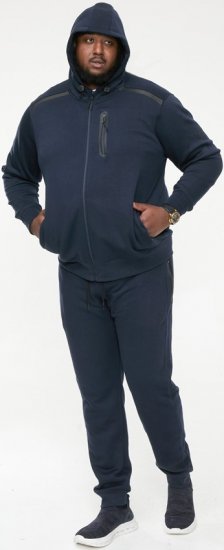 D555 GABRIEL Couture Zip Through Hoody With Reversible Zips Navy - Sweaters & Hoodies - Sweaters & Hoodies Grote Maten Heren