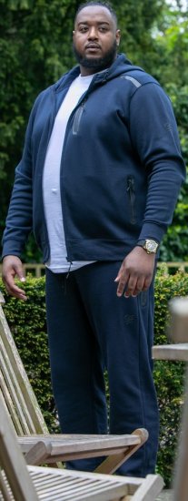 D555 GABRIEL Couture Zip Through Hoody With Reversible Zips Navy - Sweaters & Hoodies - Sweaters & Hoodies Grote Maten Heren