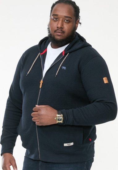 D555 IRVIN Full Zip Jacquard Hoody With Chest Embroidery Navy - Sweaters & Hoodies - Sweaters & Hoodies Grote Maten Heren