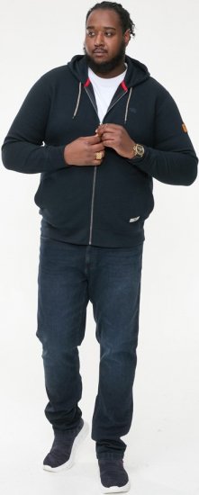 D555 IRVIN Full Zip Jacquard Hoody With Chest Embroidery Navy - Sweaters & Hoodies - Sweaters & Hoodies Grote Maten Heren