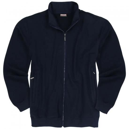 Adamo Athen Sweat Jacket with Full Zipper Navy - Sweaters & hoodies - Sweaters & Hoodies Grote Maten Heren