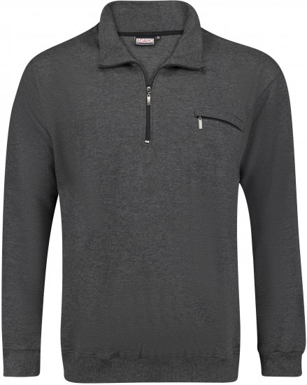 Adamo Athen Sweatshirt Half Zipper Charocal - Sweaters & hoodies - Sweaters & Hoodies Grote Maten Heren