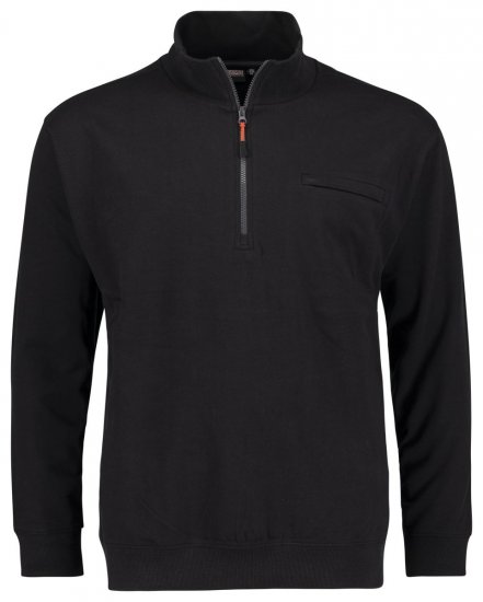 Adamo 159305 Sweater met opstaande kraag en rits Zwart - Sweaters & hoodies - Sweaters & Hoodies Grote Maten Heren