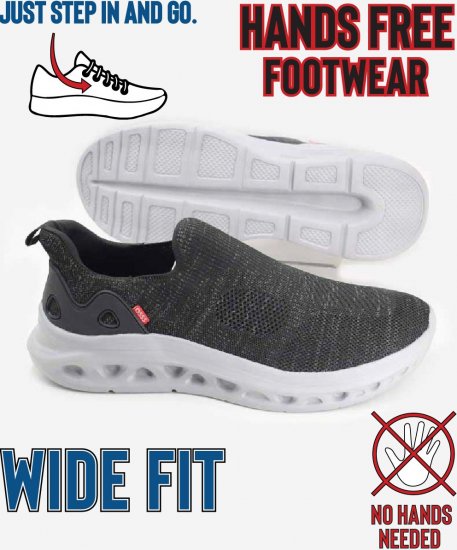 D555 Blyth 1 Kingsize Hands Free Shoes With Knitted Top Black - Herenschoenen 40-52 - 