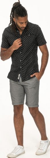 D555 Matlock Short Sleeve AOP Shirt With Hidden Button Down Black - Hemden - Overhemden Grote Maten Heren