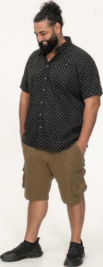 D555 Matlock Short Sleeve AOP Shirt With Hidden Button Down Black - Hemden - Overhemden Grote Maten Heren