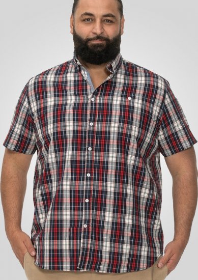 D555 Shields Button Down Collar Short Sleeve Shirt With Pocket Red Check - Hemden - Overhemden Grote Maten Heren