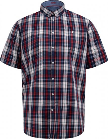 D555 Shields Button Down Collar Short Sleeve Shirt With Pocket Red Check - Hemden - Overhemden Grote Maten Heren