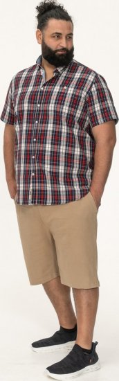 D555 Shields Button Down Collar Short Sleeve Shirt With Pocket Red Check - Hemden - Overhemden Grote Maten Heren