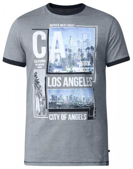 D555 Howie Fine Stripe T-shirt Grey - T-shirts - Grote Maten T-shirts Heren