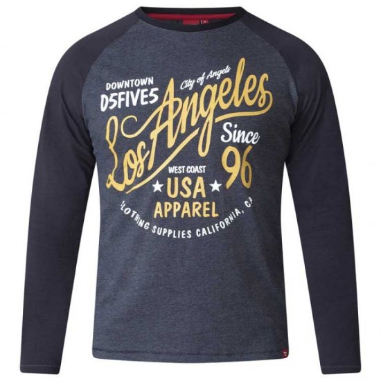 D555 Neill Long Sleeve T-shirt Black - T-shirts - Grote Maten T-shirts Heren