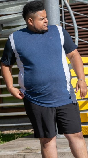 D555 Neath Cut And Sew Crew Neck T-Shirt Denim - T-shirts - Grote Maten T-shirts Heren