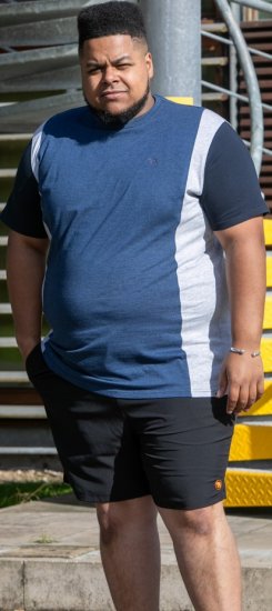 D555 Neath Cut And Sew Crew Neck T-Shirt Denim - T-shirts - Grote Maten T-shirts Heren