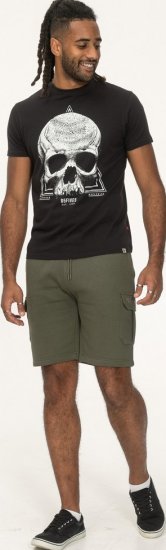 D555 Hucknall Skull Monochrome Printed Crew Neck T-shirt Washed Black - T-shirts - Grote Maten T-shirts Heren