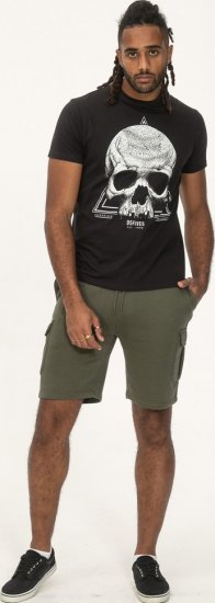 D555 Hucknall Skull Monochrome Printed Crew Neck T-shirt Washed Black - T-shirts - Grote Maten T-shirts Heren