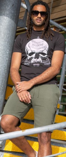 D555 Hucknall Skull Monochrome Printed Crew Neck T-shirt Washed Black - T-shirts - Grote Maten T-shirts Heren