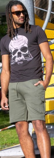 D555 Hucknall Skull Monochrome Printed Crew Neck T-shirt Washed Black - T-shirts - Grote Maten T-shirts Heren