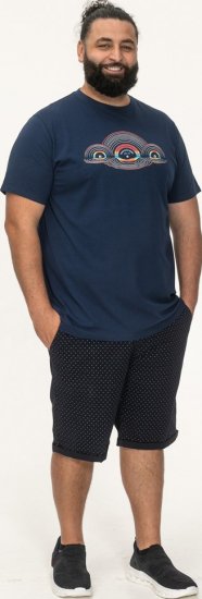 D555 Cheltenham Record With Reflection Printed T-shirt French Navy - T-shirts - Grote Maten T-shirts Heren