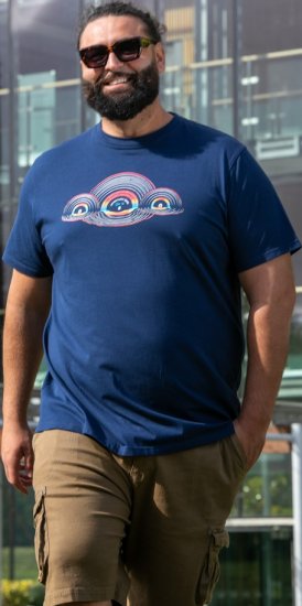 D555 Cheltenham Record With Reflection Printed T-shirt French Navy - T-shirts - Grote Maten T-shirts Heren