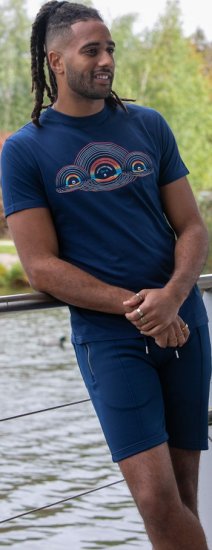 D555 Cheltenham Record With Reflection Printed T-shirt French Navy - T-shirts - Grote Maten T-shirts Heren