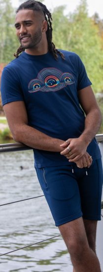 D555 Cheltenham Record With Reflection Printed T-shirt French Navy - T-shirts - Grote Maten T-shirts Heren