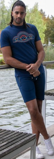 D555 Cheltenham Record With Reflection Printed T-shirt French Navy - T-shirts - Grote Maten T-shirts Heren