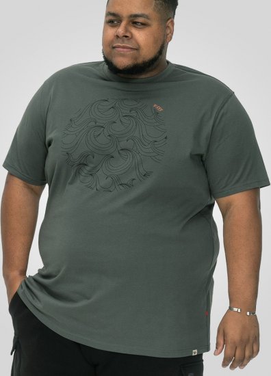 D555 Poole Circle Wave Printed Crew Neck T-shirt Khaki - T-shirts - Grote Maten T-shirts Heren
