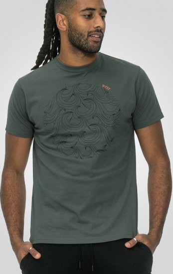 D555 Poole Circle Wave Printed Crew Neck T-shirt Khaki - T-shirts - Grote Maten T-shirts Heren