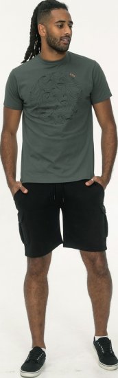 D555 Poole Circle Wave Printed Crew Neck T-shirt Khaki - T-shirts - Grote Maten T-shirts Heren