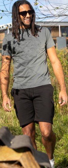 D555 Poole Circle Wave Printed Crew Neck T-shirt Khaki - T-shirts - Grote Maten T-shirts Heren