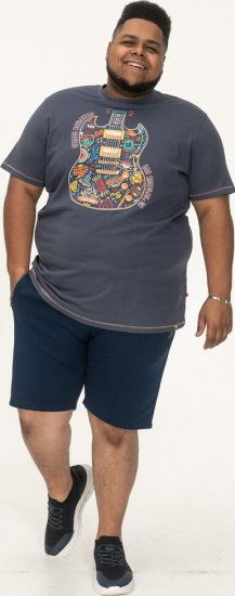 D555 Stockport Multi Coloured Guitar Printed T-Shirt Denim - T-shirts - Grote Maten T-shirts Heren