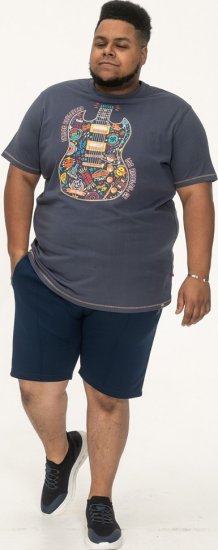 D555 Stockport Multi Coloured Guitar Printed T-Shirt Denim - T-shirts - Grote Maten T-shirts Heren