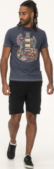 D555 Stockport Multi Coloured Guitar Printed T-Shirt Denim - T-shirts - Grote Maten T-shirts Heren