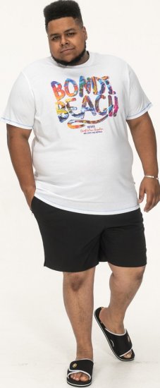 D555 SYDNEY Multi Coloured Bondi Beach Printed T-Shirt White - T-shirts - Grote Maten T-shirts Heren