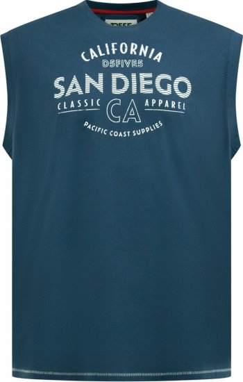 D555 Havant San Diego Printed Sleeveless T-Shirt French Navy - T-shirts - Grote Maten T-shirts Heren