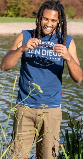 D555 Havant San Diego Printed Sleeveless T-Shirt French Navy - T-shirts - Grote Maten T-shirts Heren