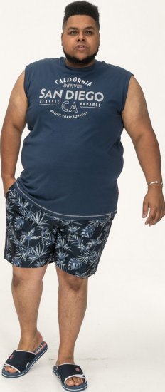 D555 Havant San Diego Printed Sleeveless T-Shirt French Navy - T-shirts - Grote Maten T-shirts Heren
