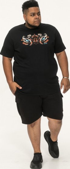 D555 Leamington Tiger Eyes Printed Crew Neck T-shirt Black - T-shirts - Grote Maten T-shirts Heren