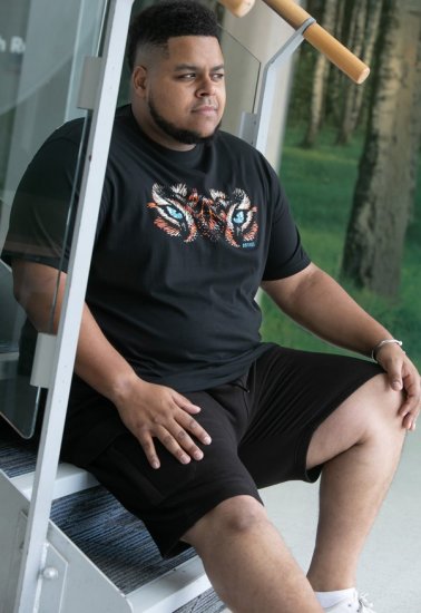 D555 Leamington Tiger Eyes Printed Crew Neck T-shirt Black - T-shirts - Grote Maten T-shirts Heren