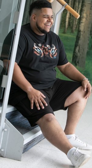 D555 Leamington Tiger Eyes Printed Crew Neck T-shirt Black - T-shirts - Grote Maten T-shirts Heren