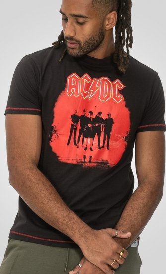 D555 Uxbridge Official AC/DC Band Printed Crew Neck T-Shirt Washed Black TALL SIZES - T-shirts - Grote Maten T-shirts Heren