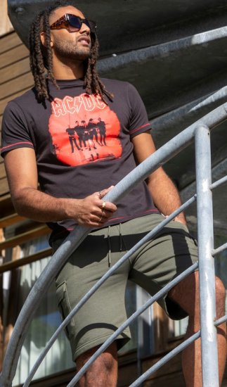 D555 Uxbridge Official ACDC Band Printed Crew Neck T-Shirt Washed Black - T-shirts - Grote Maten T-shirts Heren