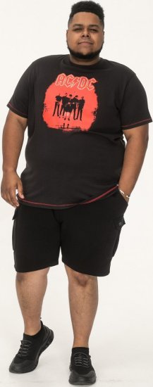 D555 Uxbridge Official AC/DC Band Printed Crew Neck T-Shirt Washed Black TALL SIZES - T-shirts - Grote Maten T-shirts Heren