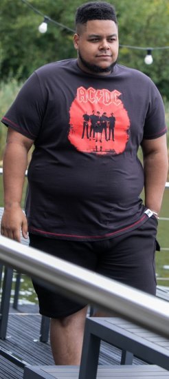 D555 Uxbridge Official AC/DC Band Printed Crew Neck T-Shirt Washed Black TALL SIZES - T-shirts - Grote Maten T-shirts Heren