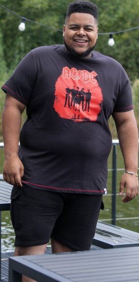 D555 Uxbridge Official AC/DC Band Printed Crew Neck T-Shirt Washed Black TALL SIZES - T-shirts - Grote Maten T-shirts Heren