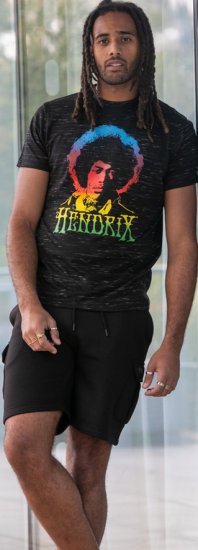 D555 Hendrix Official Jimi Hendrix Printed Crew Neck T-Shirt Black Reno - Band T-shirts - 
