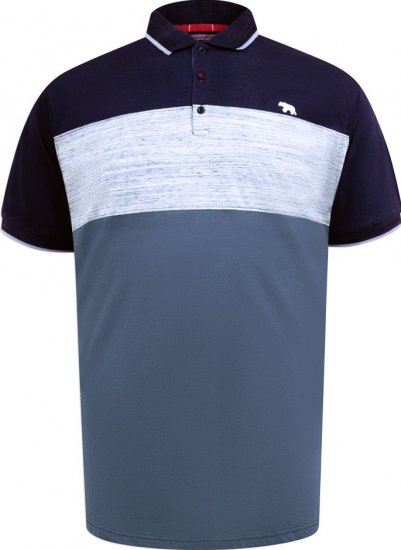 D555 Leeds Cut And Sew Polo With Jacquard Collar And Cuffs Navy - Polo shirts - Grote Maten Poloshirts Heren