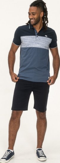 D555 Leeds Cut And Sew Polo With Jacquard Collar And Cuffs Navy - Polo shirts - Grote Maten Poloshirts Heren