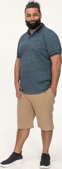 D555 Woolwich AOP Polo Shirt With Ribbed Collar Blue - Polo shirts - Grote Maten Poloshirts Heren